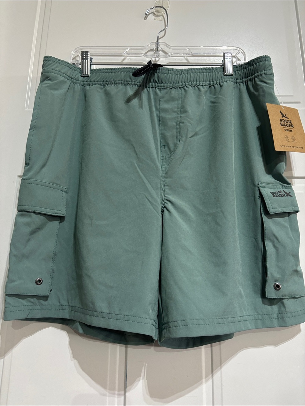 Eddie Bauer Volley Swim UPF 50,quick dry, elastic waist,hip & leg pockets,lined